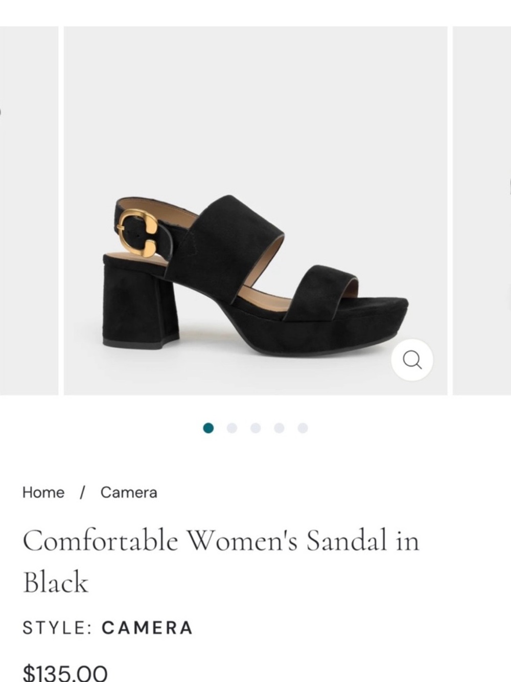 Aerosoles Black Suede Platform Sandal with Gold Buckle Comfort Block Heel-10